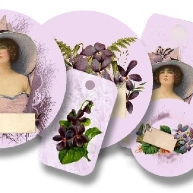 Free printable cosmetic labels with vintage violets